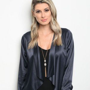 New Junior's Sexy Boutique Navy Satin Cardigan